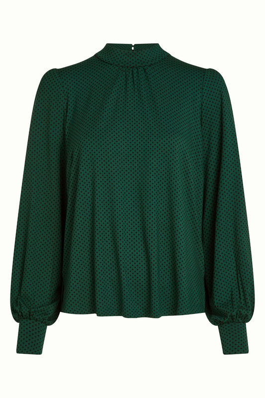 Phoebe Top Piper grün gepunktet High Neck Damenbluse LENZING Viskose