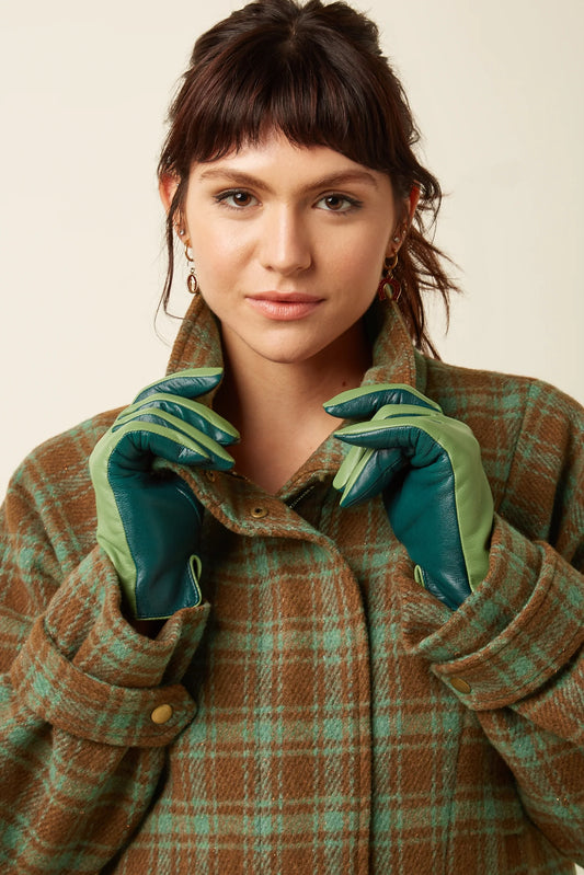 Lederhandschuhe zweifarbig - pine green - Dotty&Dan