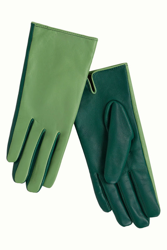 Lederhandschuhe zweifarbig - pine green - Dotty&Dan