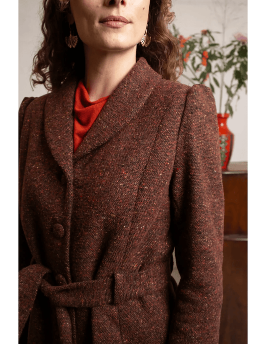 Dahlia Coat - marron wool melange - Dotty&Dan
