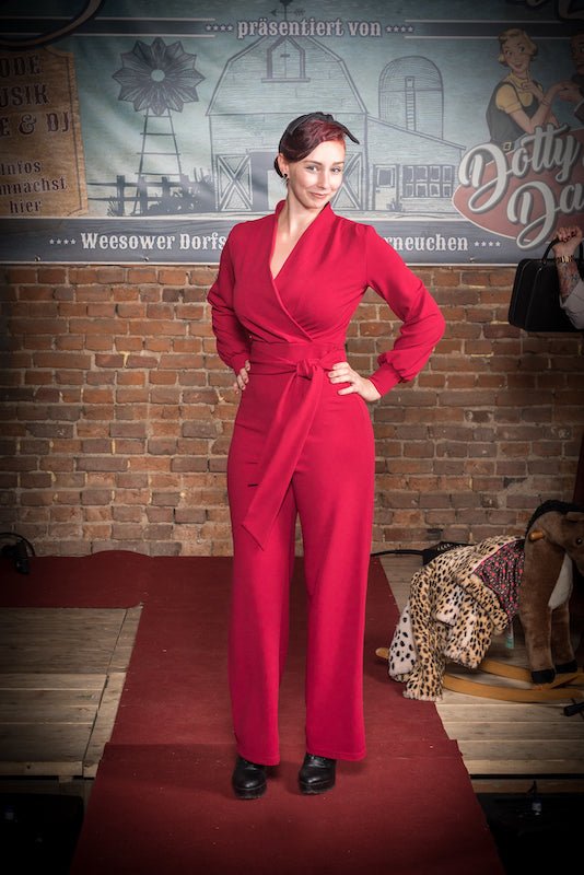 Emmylou Jumpsuit tricot deluxe - red - Dotty&Dan