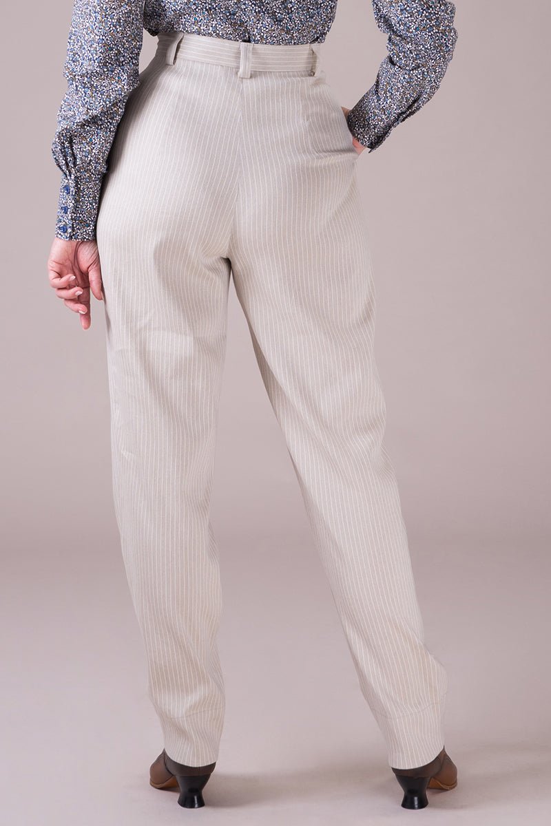 The slender slacks - Natural linen pinstripe - Dotty&Dan