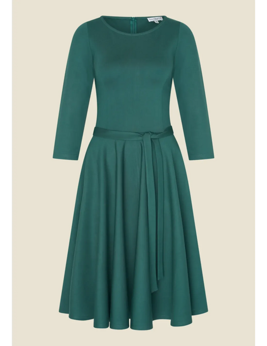 Swingkleid grün mit ¾-Ärmeln und weitem Rock