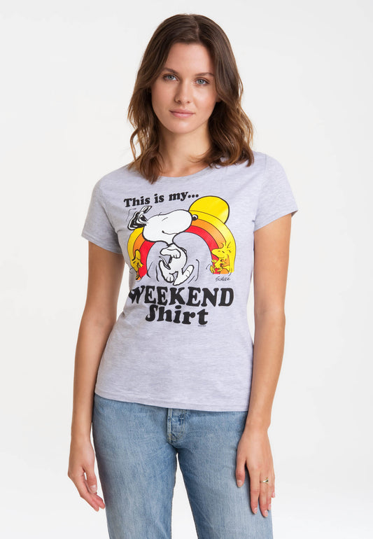 Peanuts Damen Shirt mit Snoopy und Woodstock Print