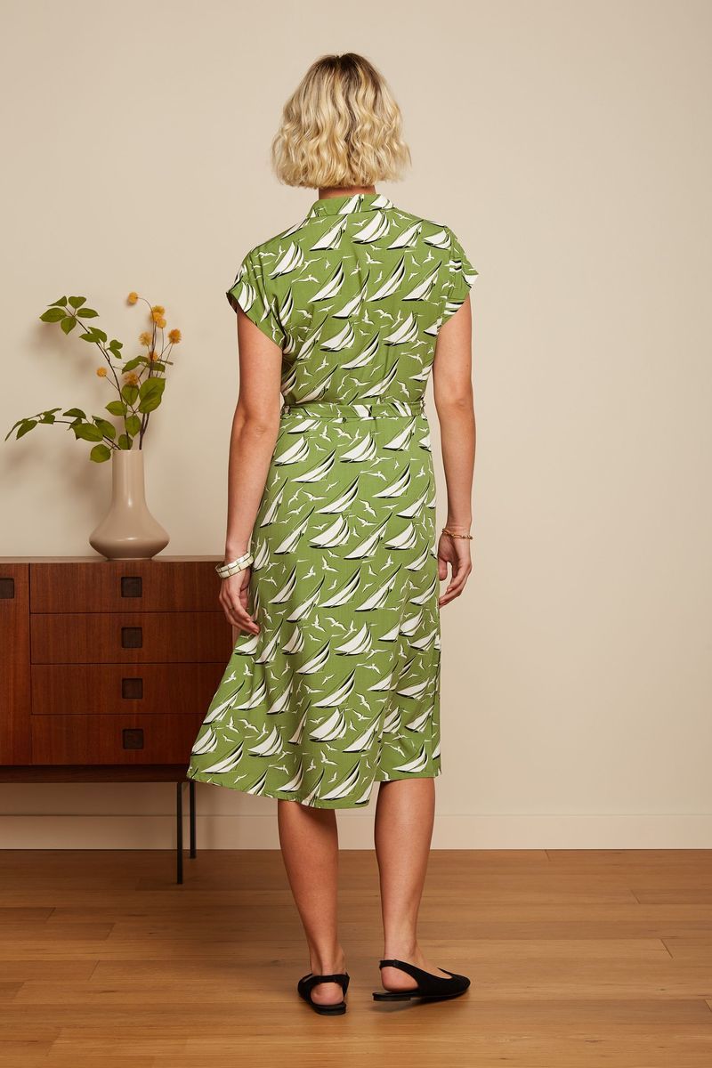 Irene Dress Bateau - woodbine green