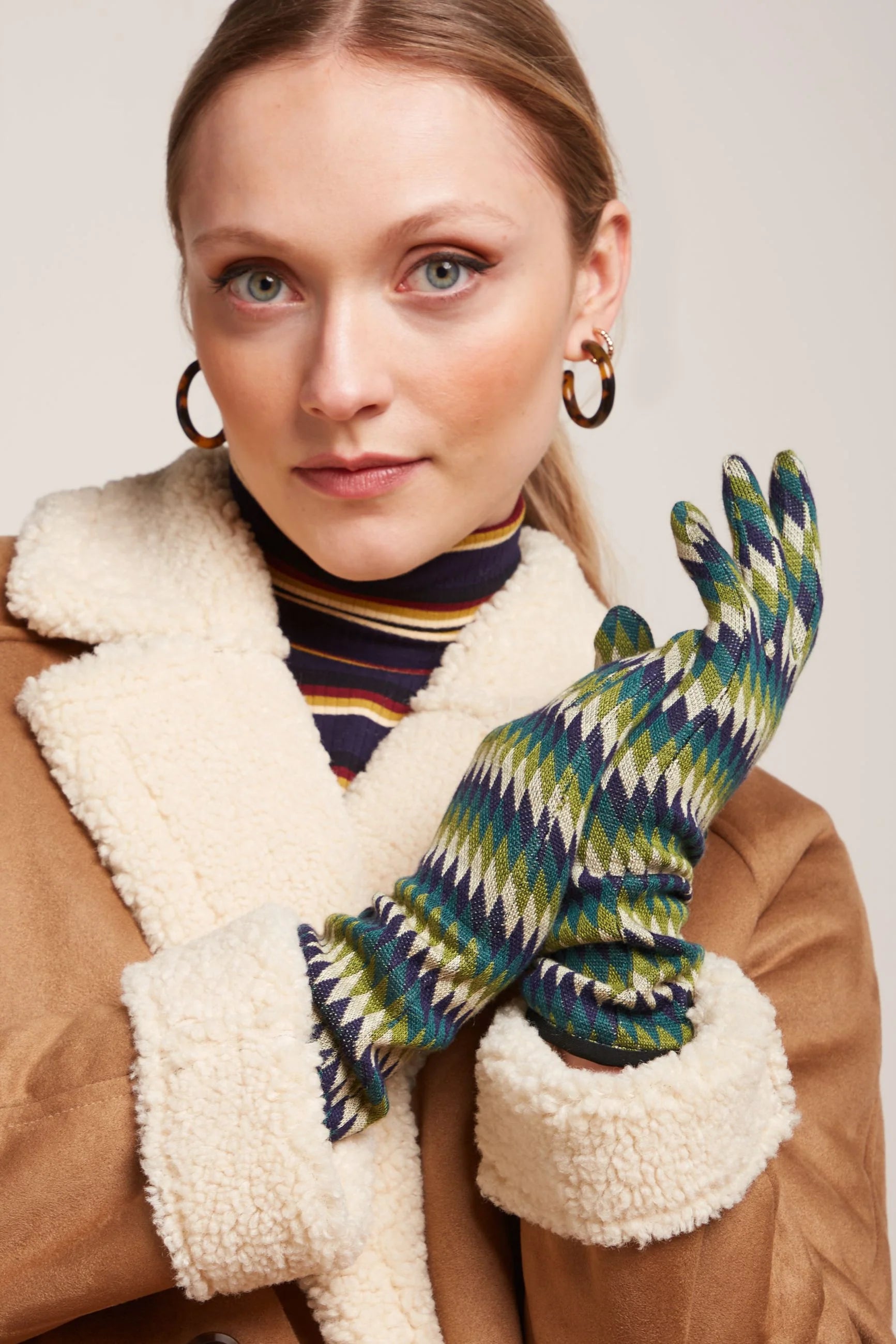 Stoff-Handschuhe long Birdie - evening blue - Dotty&Dan