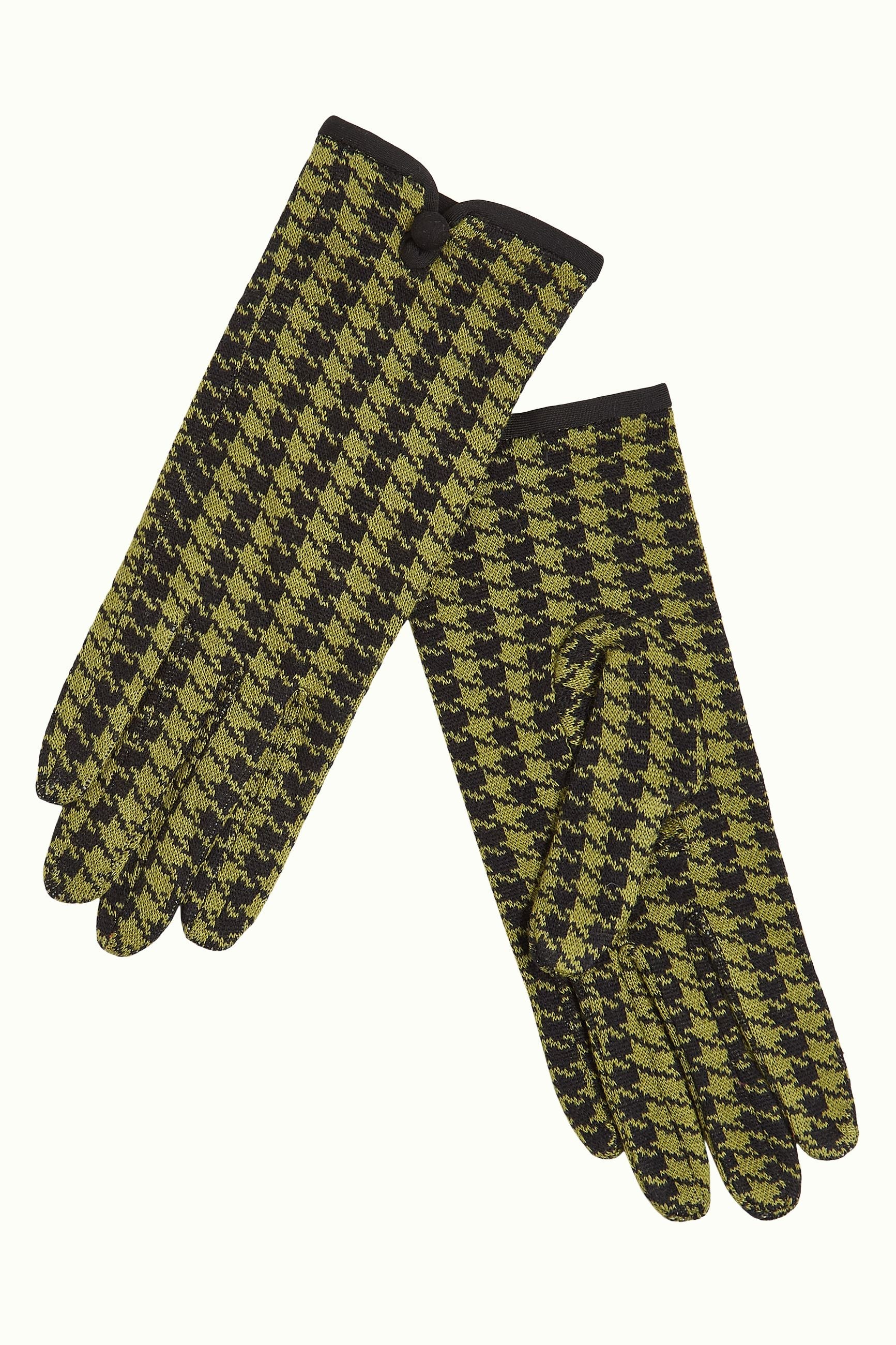 Stoff-Handschuhe Pied de Poule - woodbine green