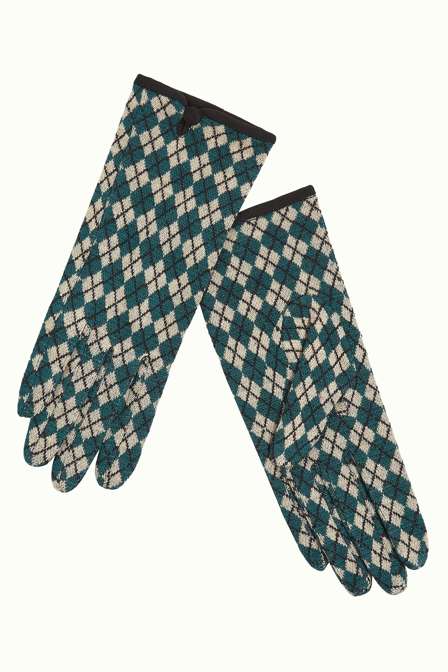 Stoff-Handschuhe Argyle - urban green