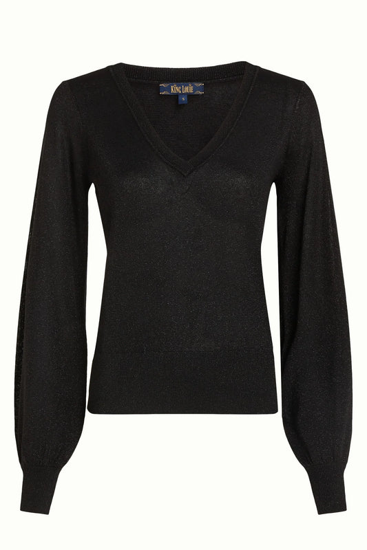 V Neck Bellsleeve Spiro - black - Dotty&Dan