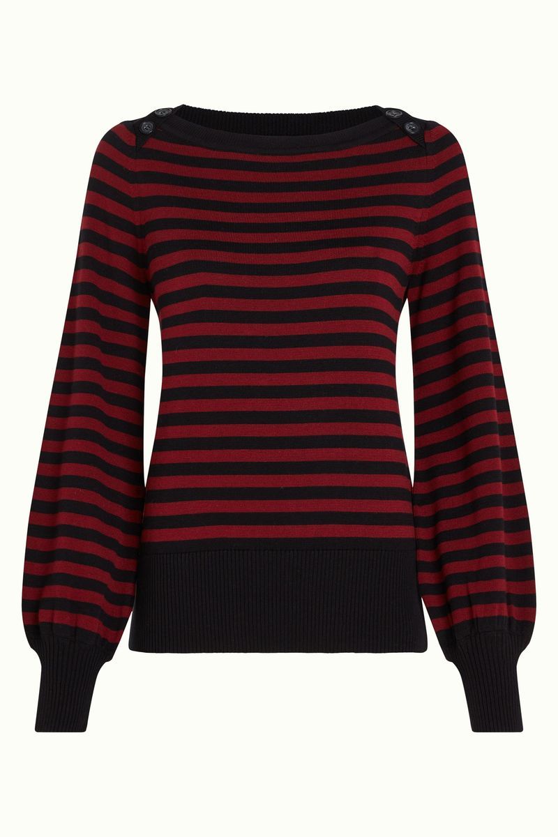 Marie Bell Top Loop Stripe - cabernet red