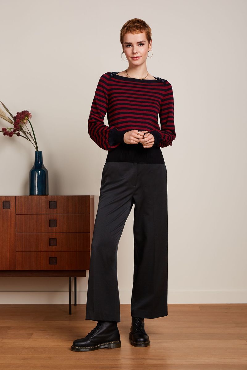 Marie Bell Top Loop Stripe - cabernet red