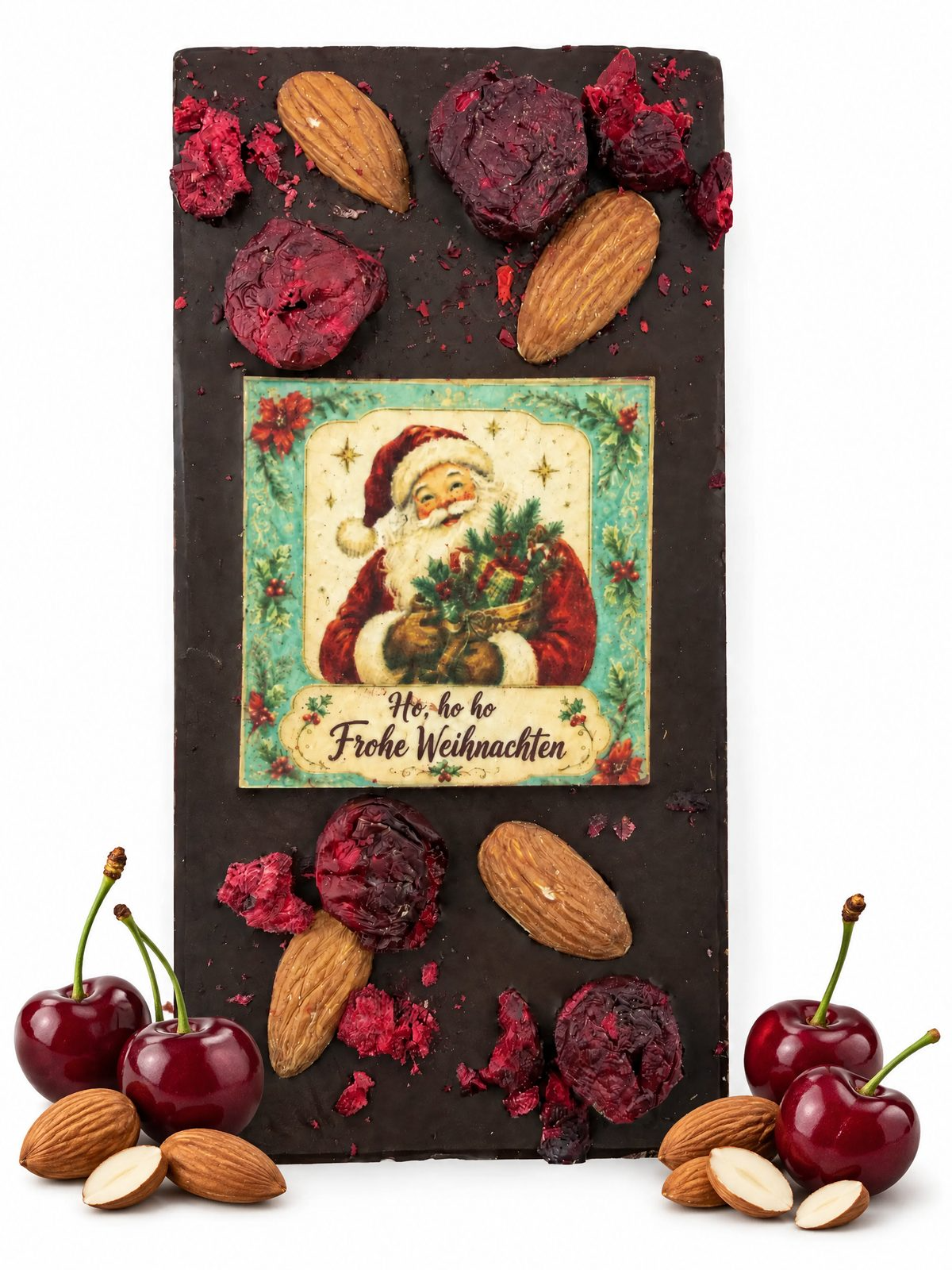 Bitterschokolade Weihnachtsmann – Kirsche & Mandel von Ritonka – weitere Produktansicht