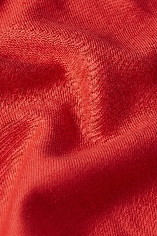 Detailaufnahme Stoff in Rot – Viskose Leinen Struktur
