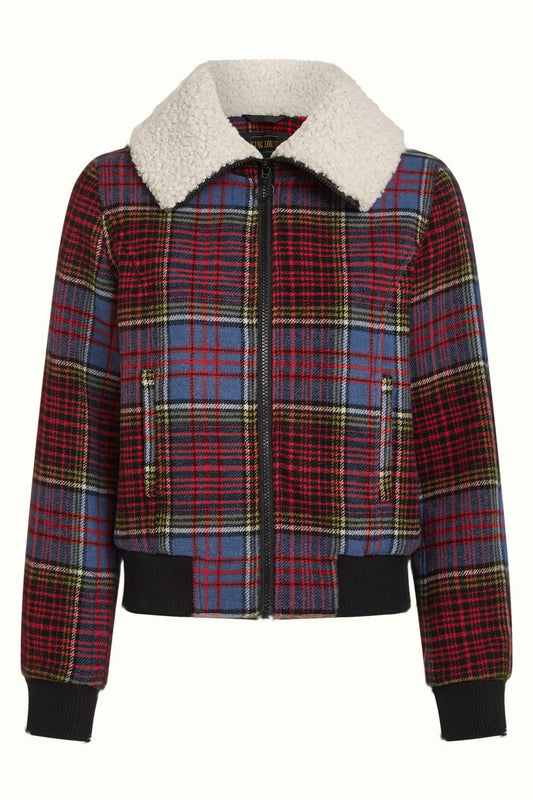 Karierte Retro Jacke Damen King Louie Arizona Horizon Blue