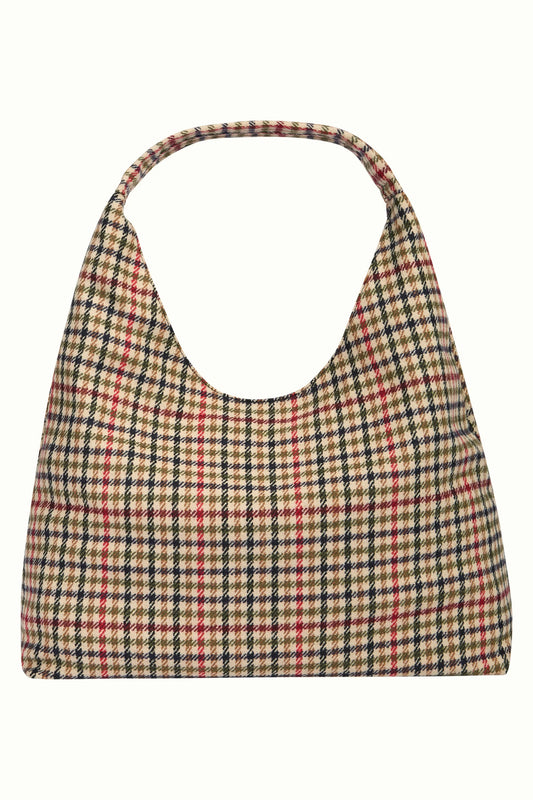 King Louie Glace Tote Bag Marzipan – Detailansicht des karierten Webstoffs