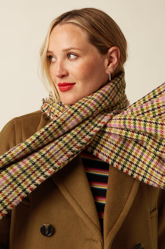 King Louie Houndstooth Scarf Spicy Brown – Produktansicht