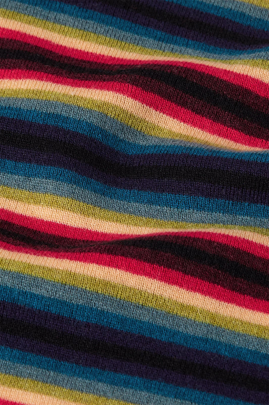 Detailaufnahme des multicolor Streifenstricks vom King Louie Agnes Top