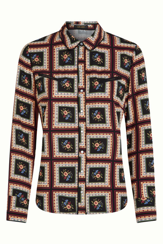  King Louie Melrose Bluse mit geometrischem Blumenmuster
