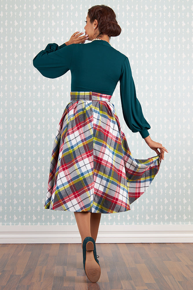 Vintage Flanellrock Tartan – Agnelle-Tarnia mit Taschen