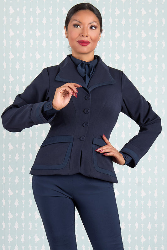 Vintage Damen Blazer navy tailliert Miss Candyfloss Salma-Lee