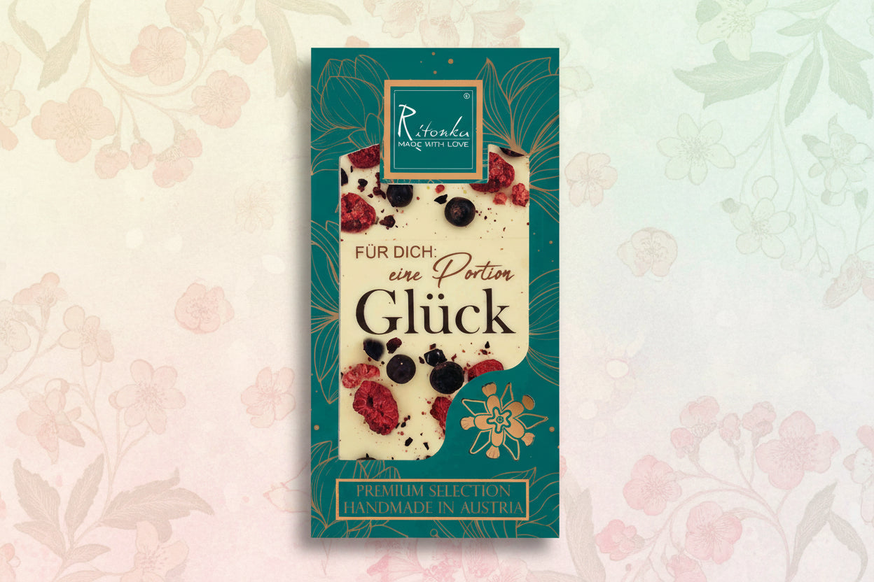 Premium weiße Schokolade - Für Dich eine Portion Glück - Dotty&Dan
