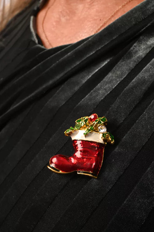 Weihnachtsbrosche - Santa Boot - Dotty&Dan
