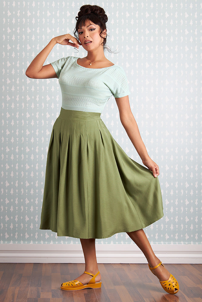 Faltenrock Francoise-Gia - grasgrün - Dotty&Dan
