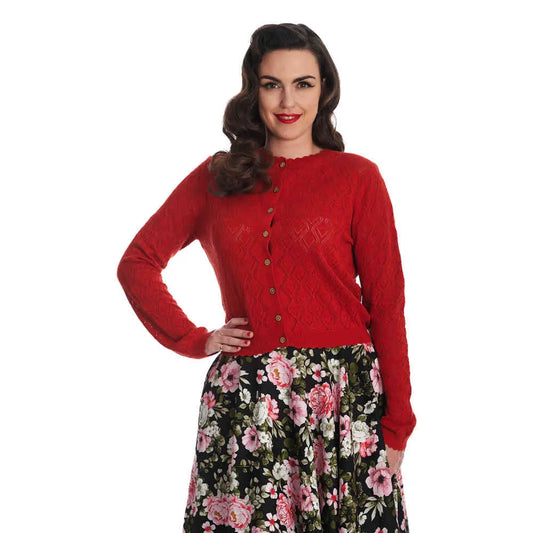 Banned Retro Red Hearts Charm Cardigan Damenmode