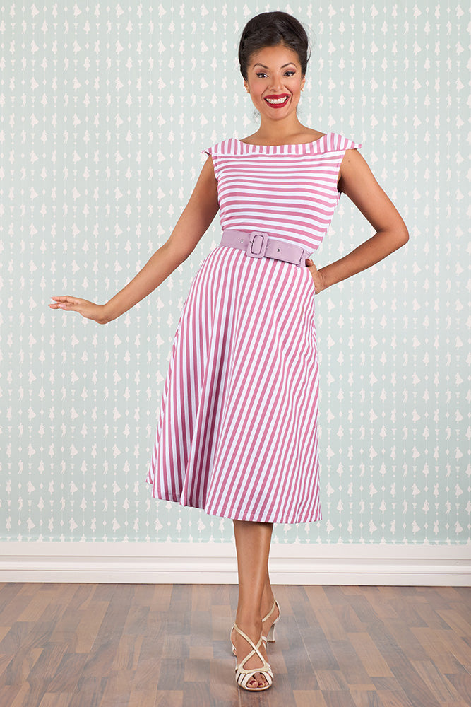 Vintage Streifenkleid Damen rosa Miss Candyfloss