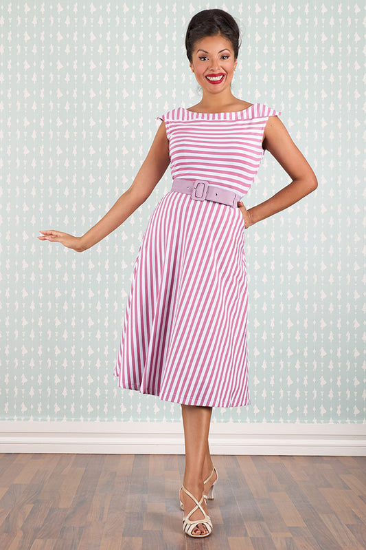Vintage Streifenkleid Damen rosa Miss Candyfloss