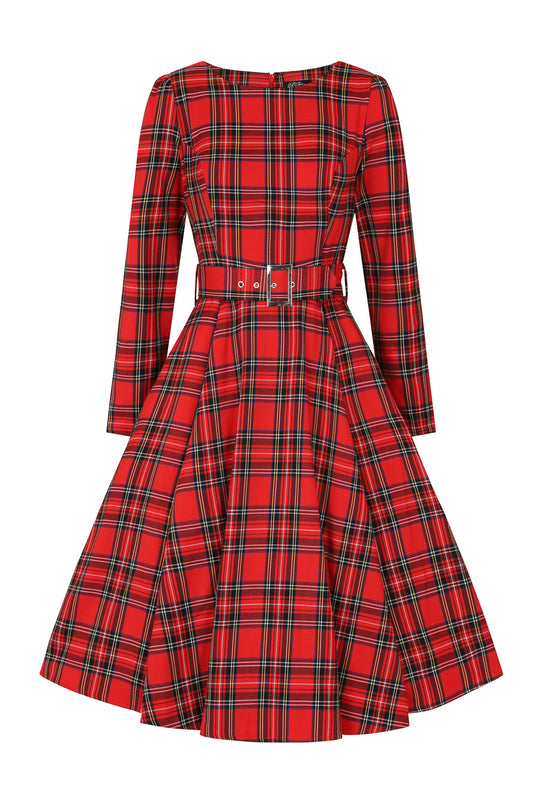 Vintage Tartan Winterkleid "Highland Swing Dress" - rot - Dotty&Dan
