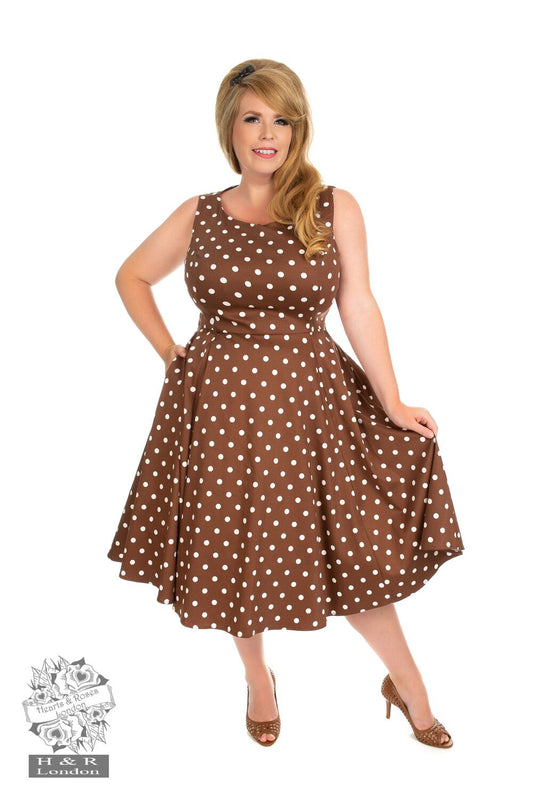 Braunes 50er Jahre Kleid mit weißen Punkten