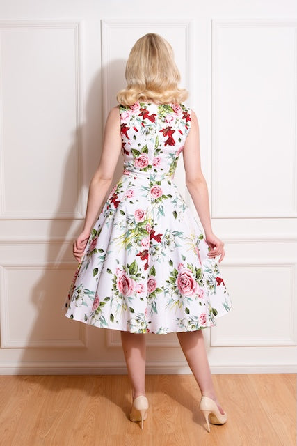 Florales 50er Jahre Kleid Damen mit Taschen
