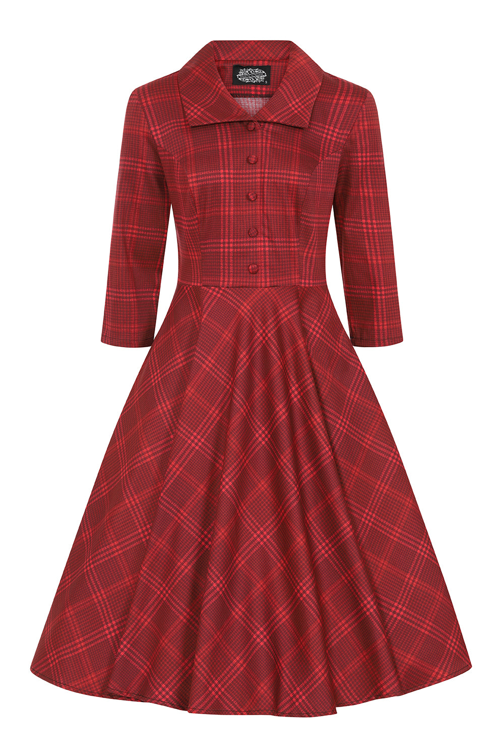 Vintage Tartan Winterkleid "Blake Check Swing Dress" - weinrot - Dotty&Dan