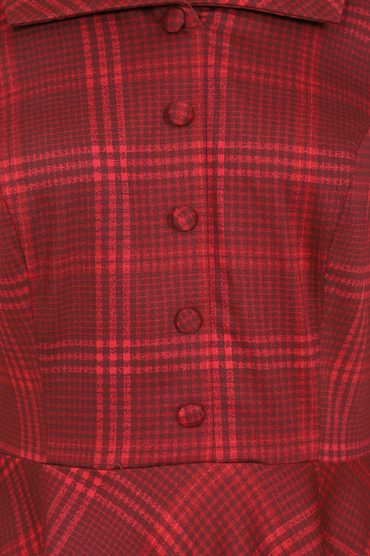 Vintage Tartan Winterkleid "Blake Check Swing Dress" - weinrot - Dotty&Dan