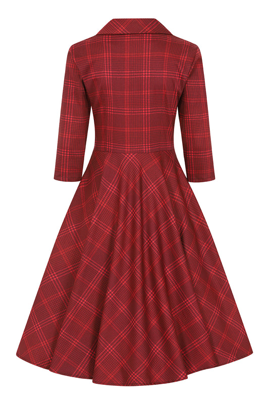 Vintage Tartan Winterkleid "Blake Check Swing Dress" - weinrot - Dotty&Dan