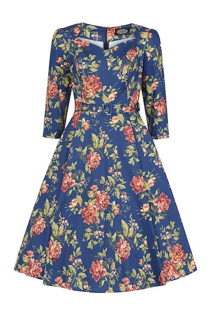 Vintage Kleid mit Herzausschnitt und Blumen