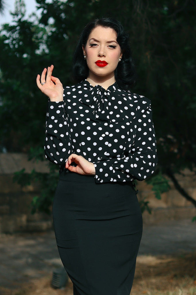 Leila Polka Dot Bluse - black/white