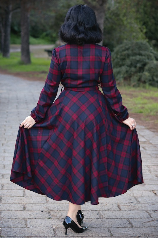 Winterkleid "Kim Tartan Swing Dress" - rot/blau - Dotty&Dan