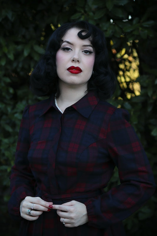 Winterkleid "Kim Tartan Swing Dress" - rot/blau - Dotty&Dan