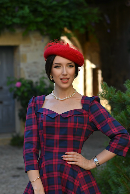 Retro Swing Kleid kariert mit Sweetheart-Ausschnitt