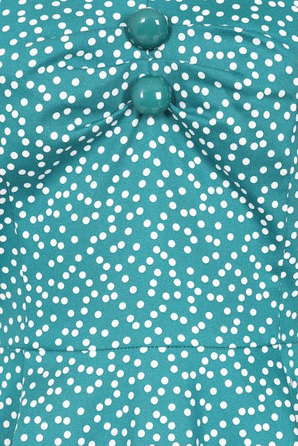 Baumwollkleid mit weißen Punkten und Tellerrock