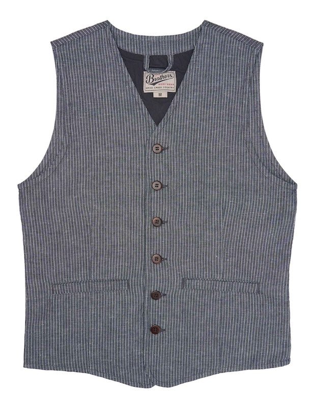 1905 Hauler Vest - grey striped linen - Dotty&Dan