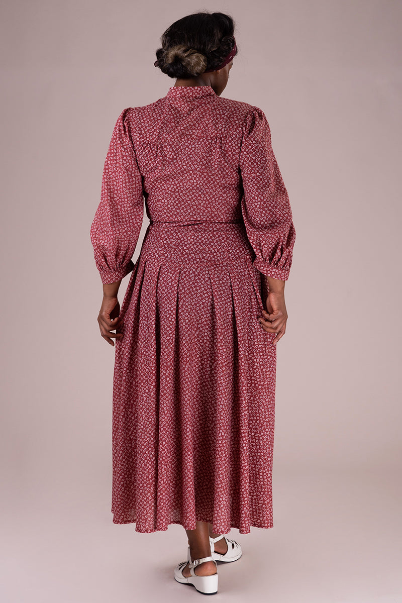 The Green Gables Dress - burgundy ditsy floral - Dotty&Dan