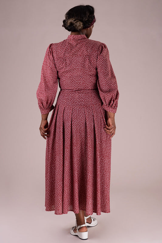 The Green Gables Dress - burgundy ditsy floral - Dotty&Dan