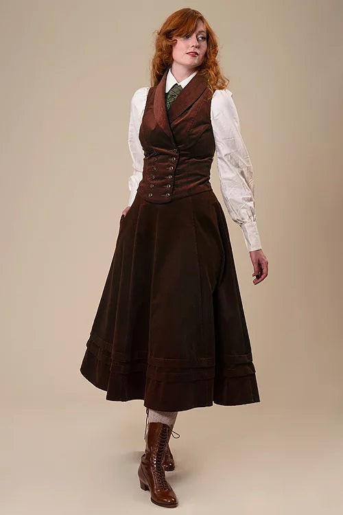 Dapper Dame Waistcoat - brown cord