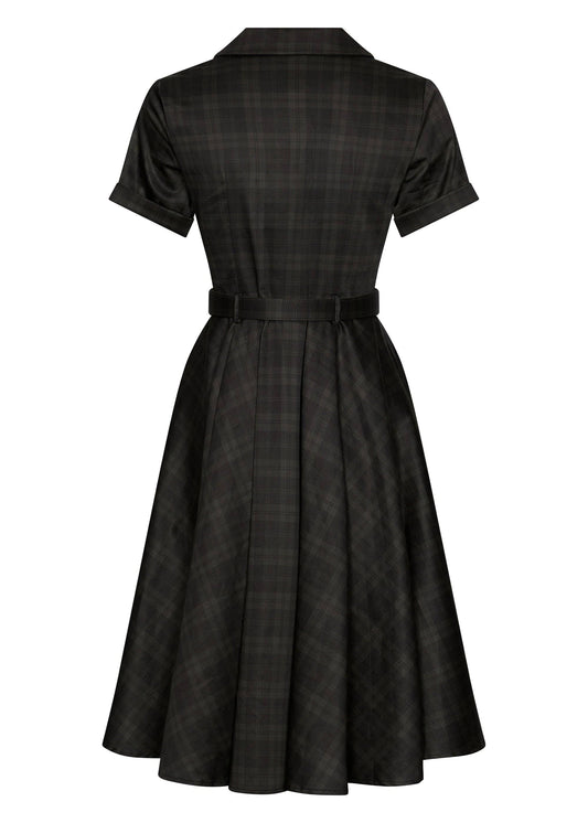 Blackout Tartan Ton-in-Ton Karomuster des schwarzen 50er Jahre Kleides Lucy