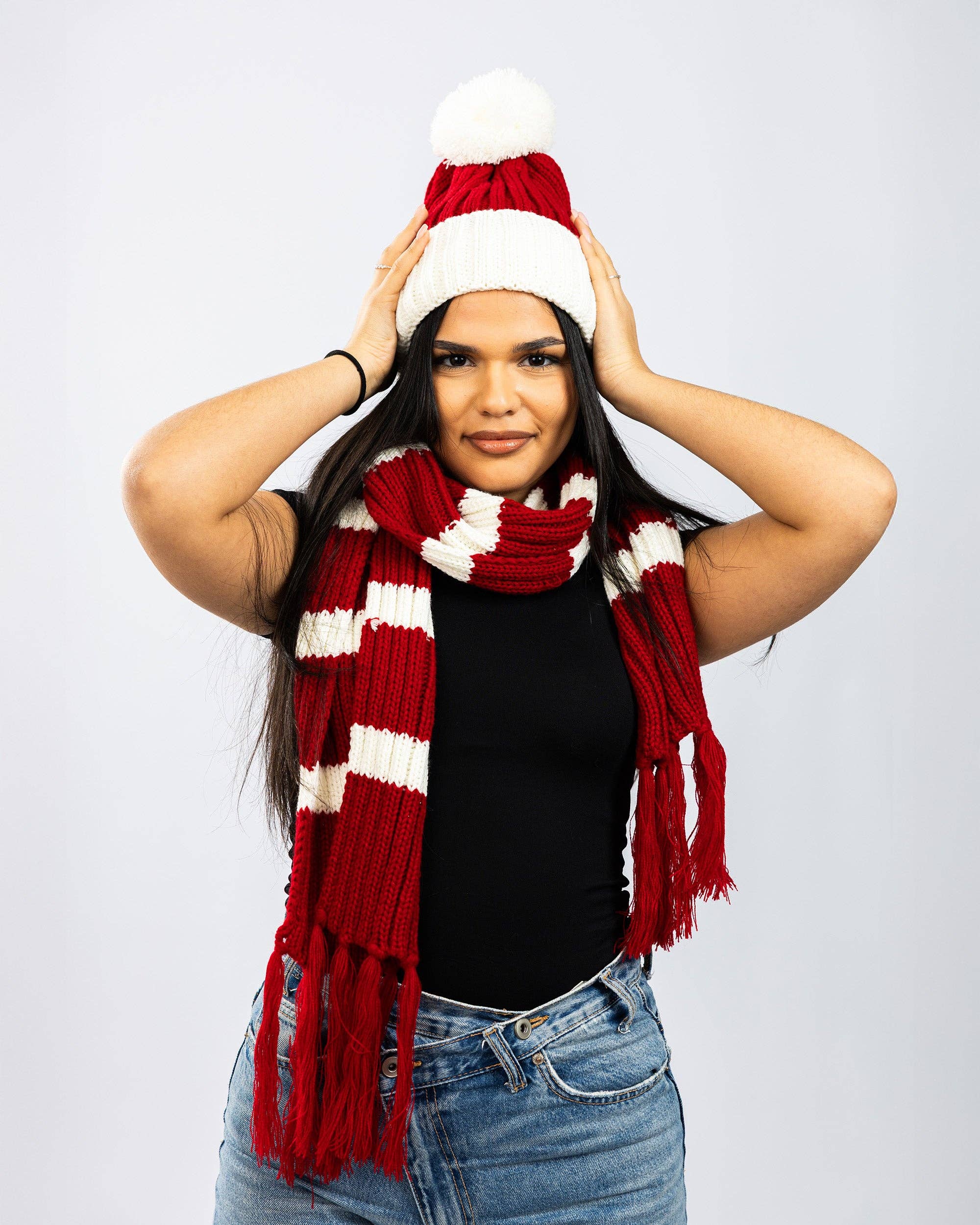 Snazzy Santa Schal mit weihnachtsmotiv in Rot, weitere ansicht