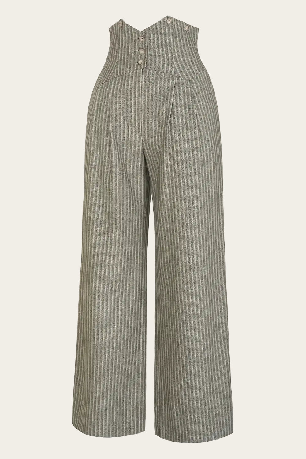 40er Jahre Marlenehose in Grün mit Fischgrätmuster