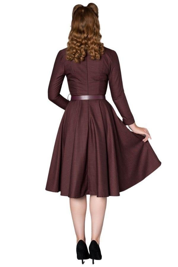 50s Helena Tartan Swing Dress - burgundy